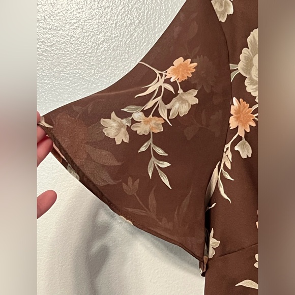 Laura Scott Shirt Blouse Women’s 18W Brown Top Fall  Cottage fairy VTG 90s - Picture 3 of 8